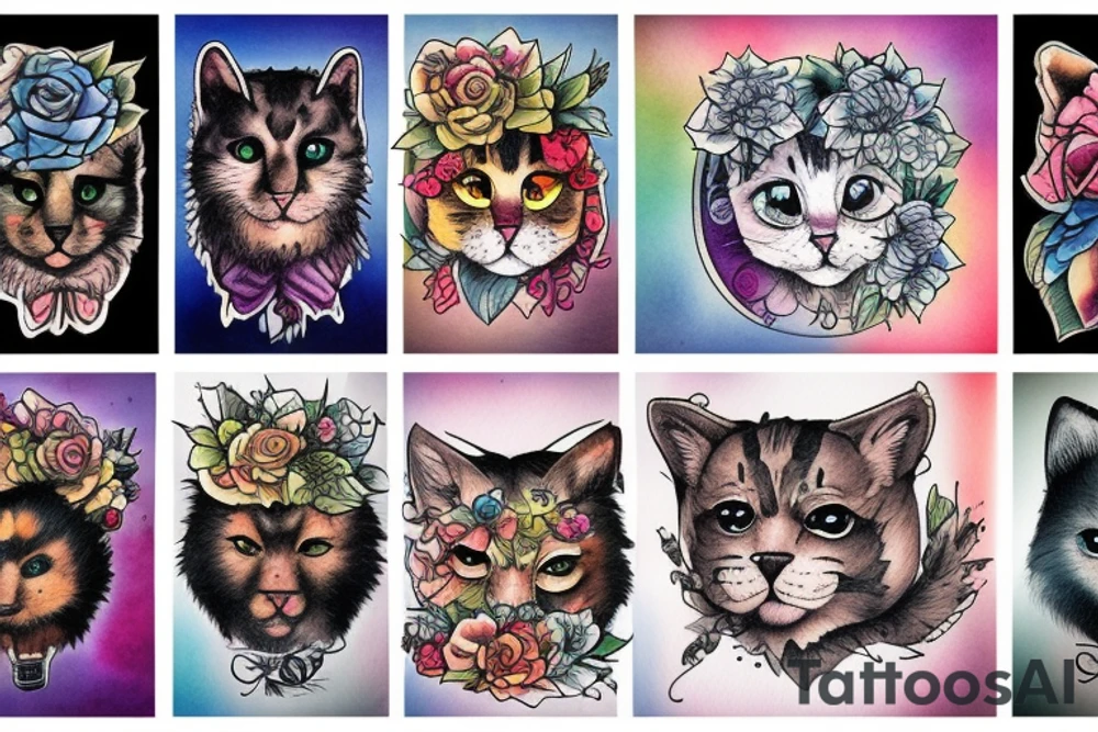 Gay, cat, bear, pride, punk music tattoo idea