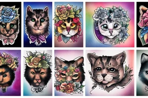 Gay, cat, bear, pride, punk music tattoo idea