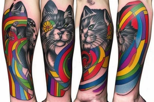Gay, cat, bear, pride, punk music tattoo idea