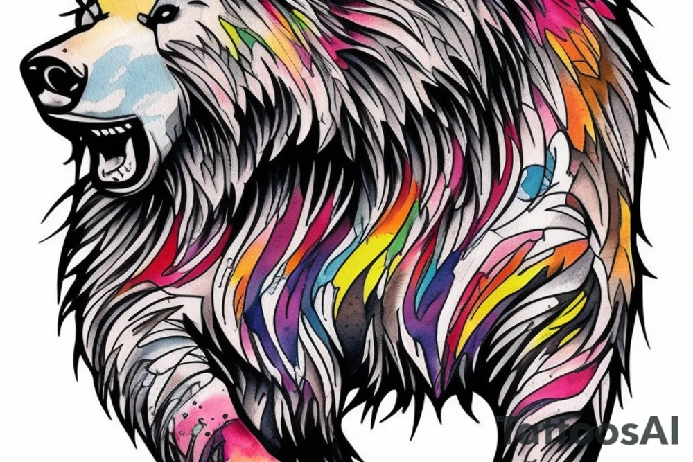 bear, pride, punk music tattoo idea