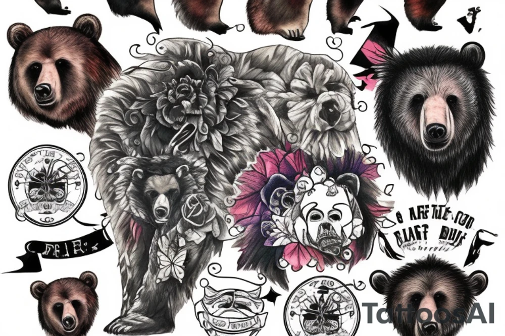 bear, pride, punk music tattoo idea