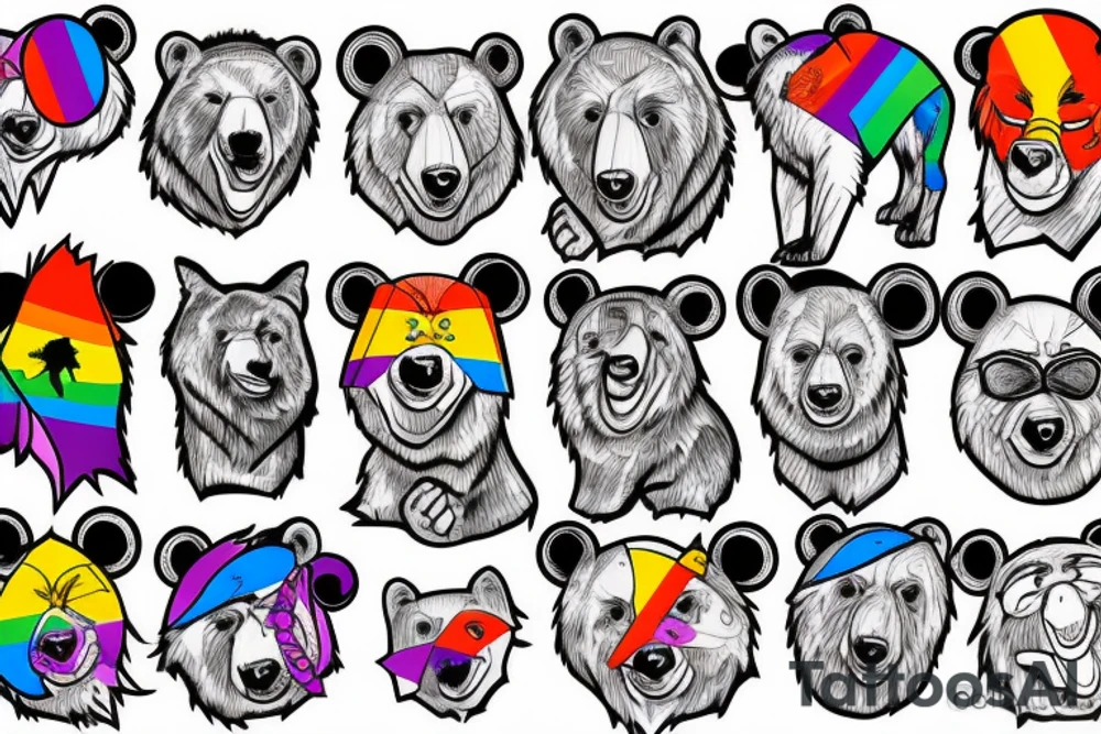 Gay Pride, bear tattoo idea