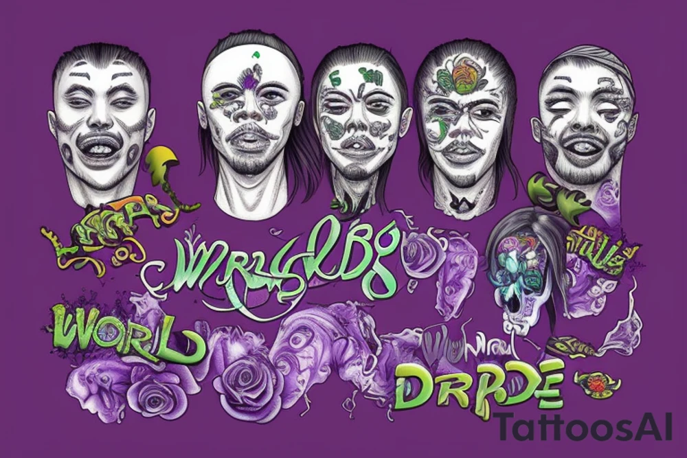 WRLD on drugs juice WRLD 999 Lean purple tattoo idea