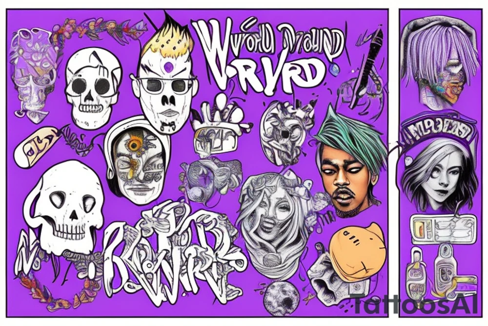 WRLD on drugs juice WRLD 999 Lean purple tattoo idea