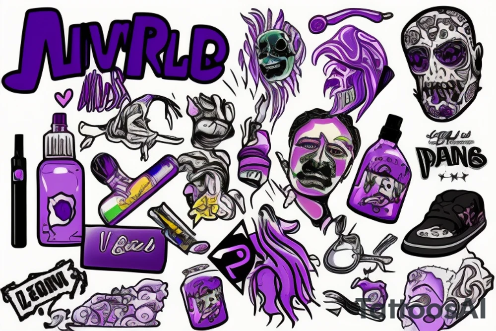 WRLD on drugs juice WRLD 999 Lean purple tattoo idea