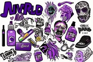WRLD on drugs juice WRLD 999 Lean purple tattoo idea