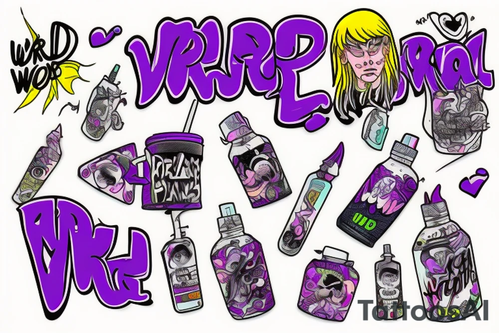 WRLD on drugs juice WRLD 999 Lean purple tattoo idea