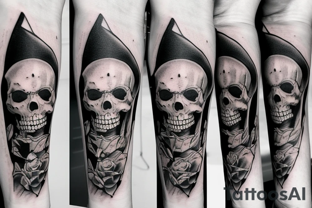 Skeleton driving a london underground train tattoo idea