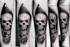 Skeleton driving a london underground train tattoo idea