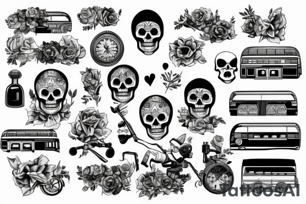 Skeleton driving a london underground train tattoo idea