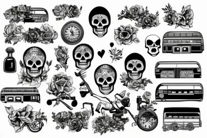 Skeleton driving a london underground train tattoo idea