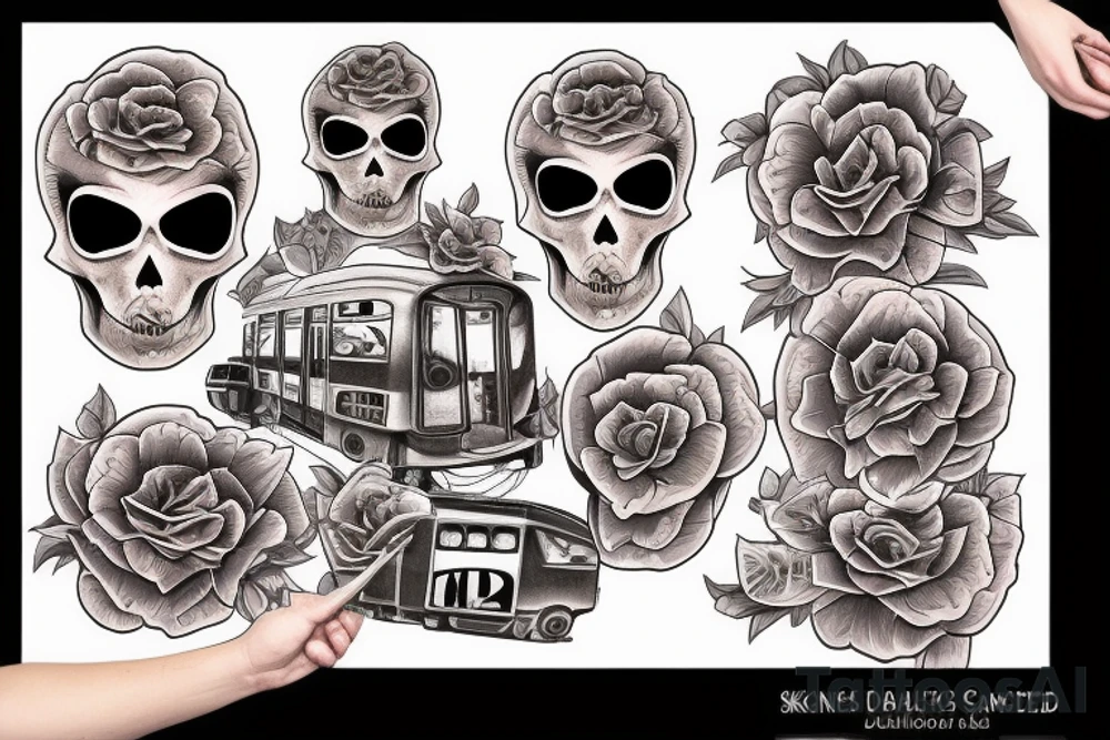 Skeleton driving a london underground train tattoo idea