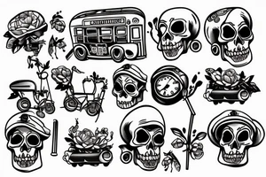 Skeleton driving a london underground train tattoo idea