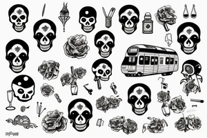 Skeleton driving a london underground train tattoo idea