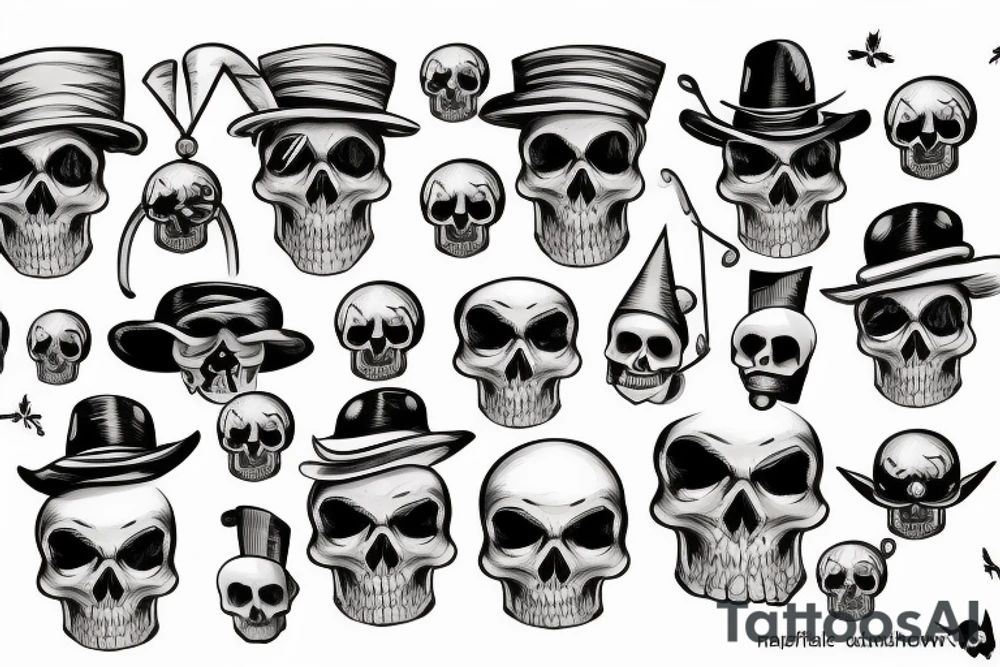 A skull with a magicians hat tattoo idea