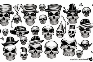 A skull with a magicians hat tattoo idea
