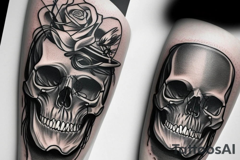 A skull with a magicians hat tattoo idea