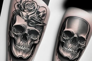 A skull with a magicians hat tattoo idea