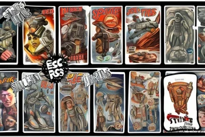 Sci fi pulp cover, artstyle, spaceship, ray guns aliens, scene, full sleeve, full color, spaceman, martian, mars attacks, battle tattoo idea
