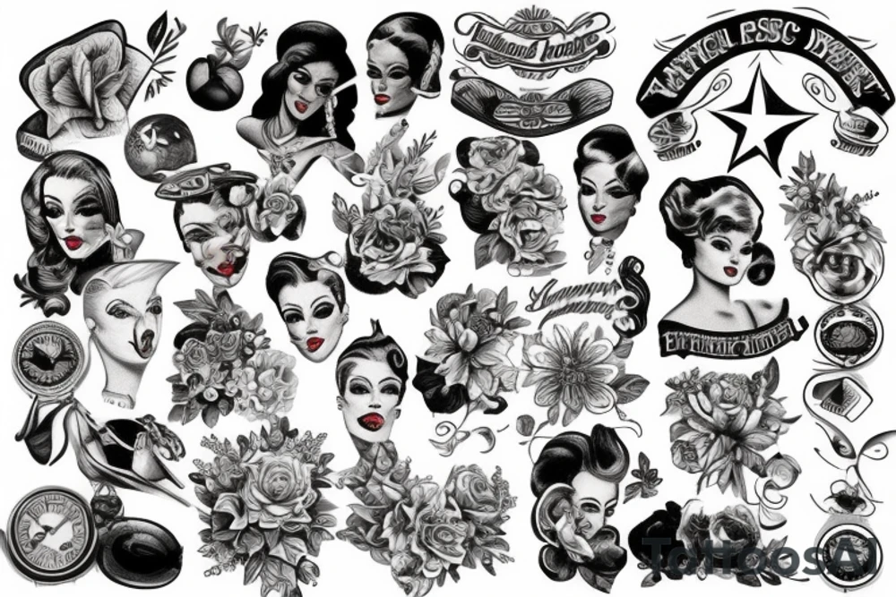 american traditional pinup tattoo idea