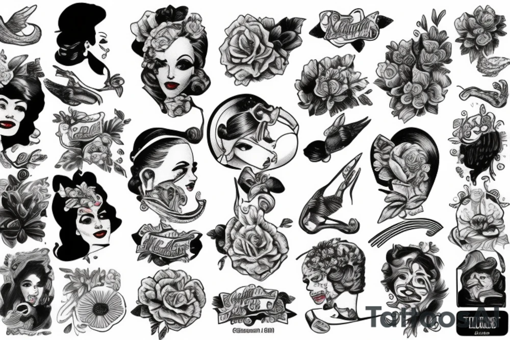 american traditional pinup tattoo idea