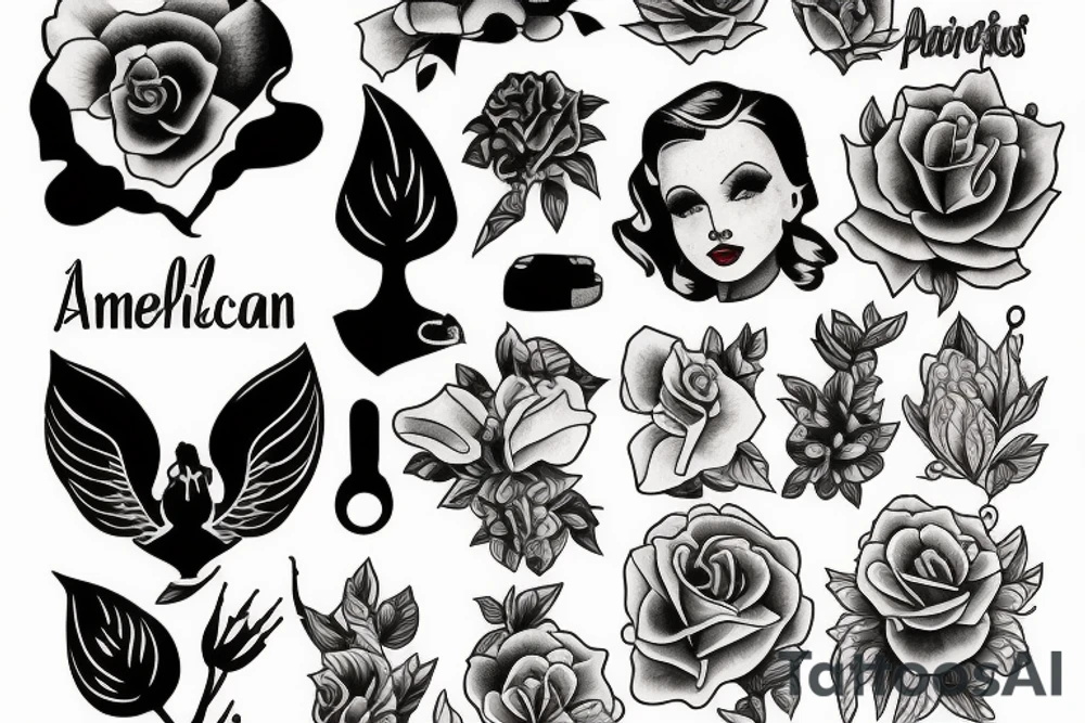 american traditional pinup tattoo idea