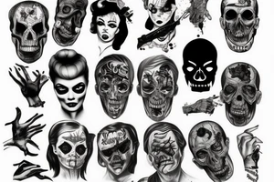 horror pulp noir,  full sleeve tattoo idea