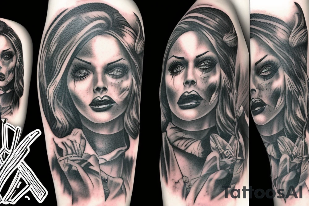 horror pulp noir,  full sleeve tattoo idea