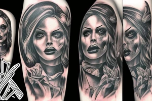 horror pulp noir,  full sleeve tattoo idea