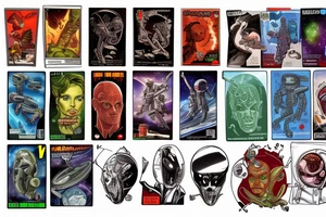 full sleeve, Sci-fi pulp comic cover art style, aliens, scene, full sleeve, full color, spaceman, martian, mars attacks, battle, space, colorful tattoo idea