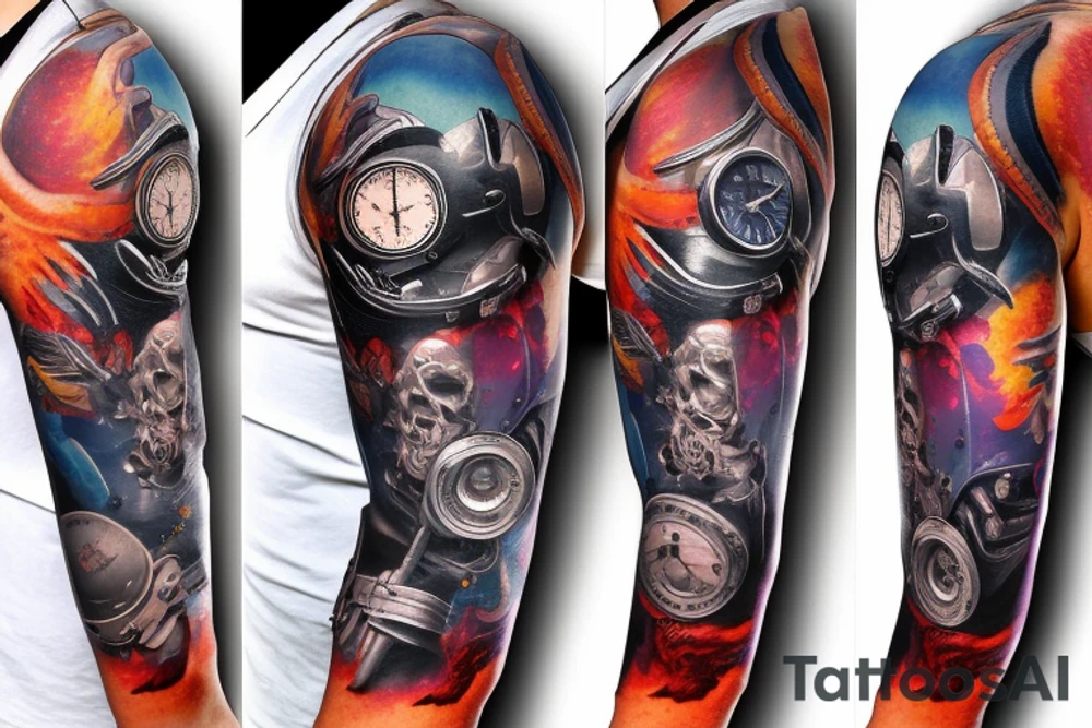 full sleeve, sci-fi, pulp tattoo idea