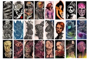 full sleeve, sci-fi, pulp, colorful tattoo idea