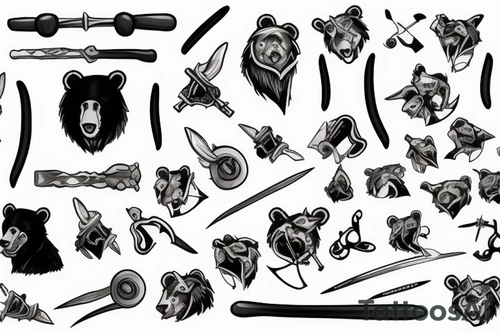 bear with swords tattoo idea