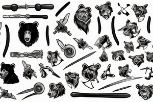 bear with swords tattoo idea
