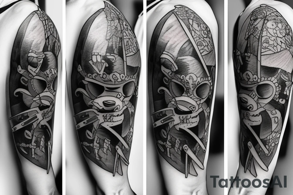bear with swords tattoo idea