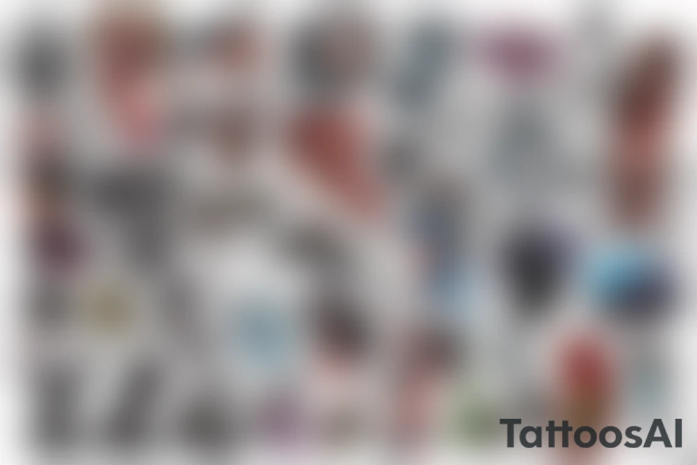full sleeve, colorful cover art, brutish monsters, space heroes, scantily-clad damsel in distress. tattoo idea
