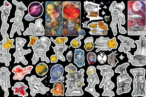 full sleeve, space heroes, pulp Science fiction, color, tattoo idea