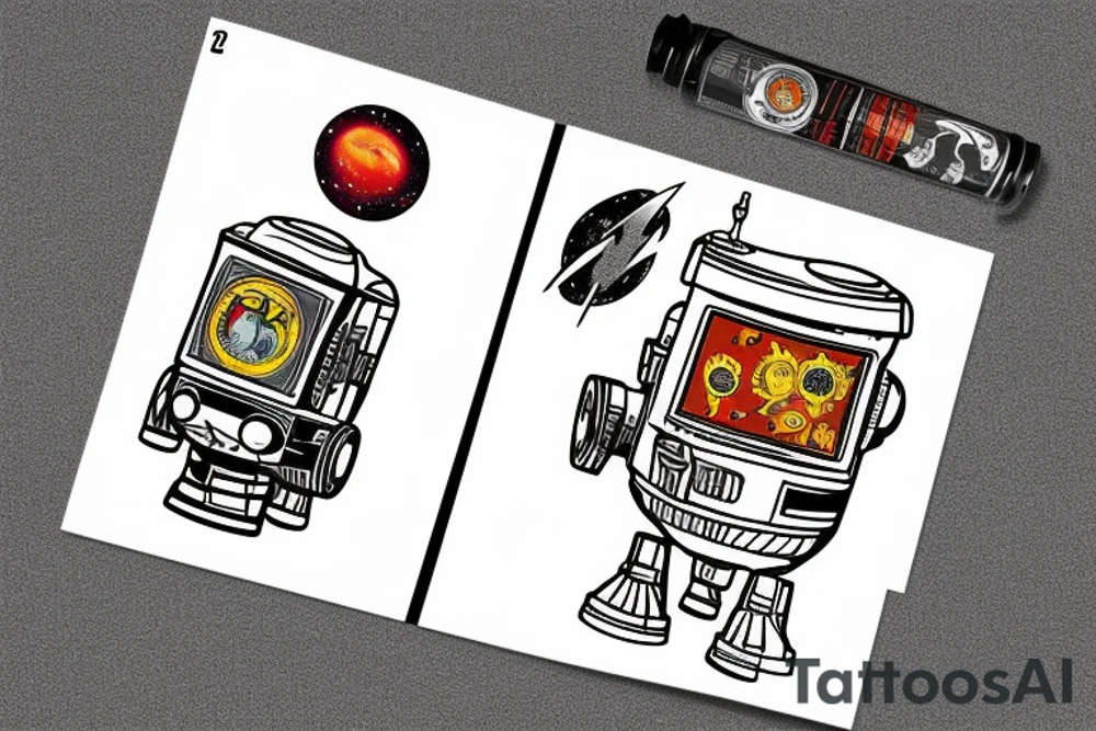 full sleeve, retro space heroes, pulp, Science fiction, color, tattoo idea