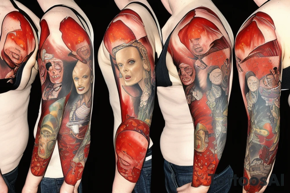 full sleeve,  mars attacks tattoo idea