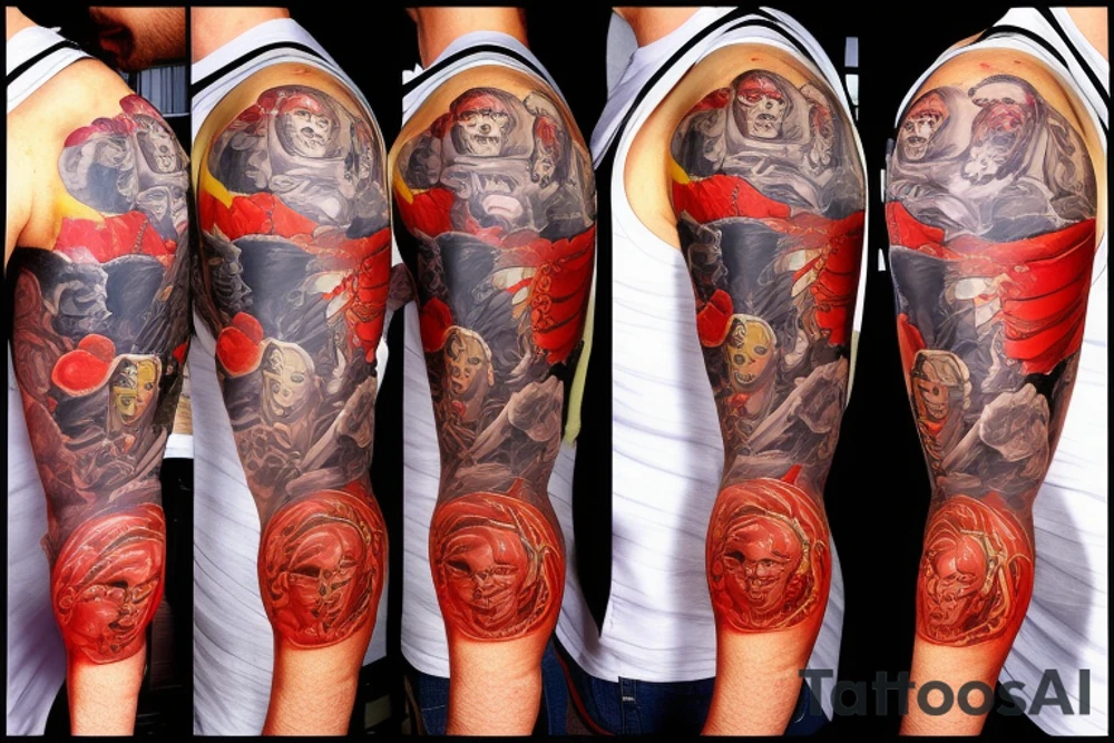 full sleeve,  mars attacks tattoo idea