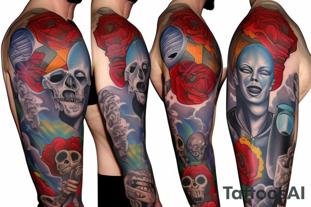 full sleeve,  mars attacks tattoo idea
