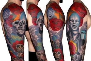 full sleeve,  mars attacks tattoo idea