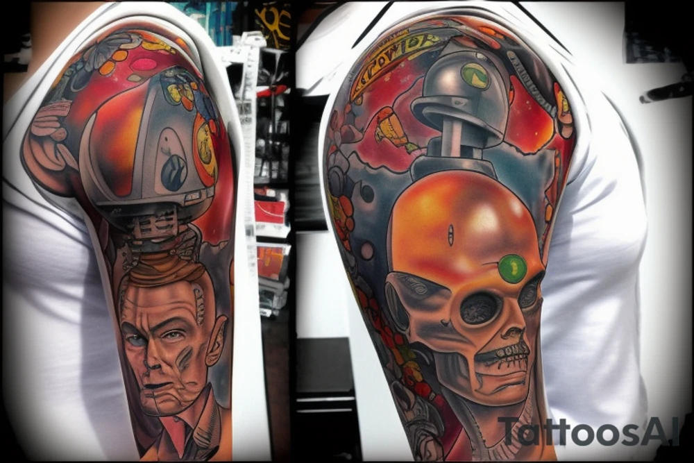 full sleeve,  mars attacks tattoo idea