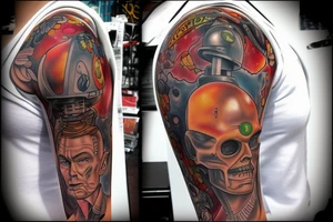 full sleeve,  mars attacks tattoo idea