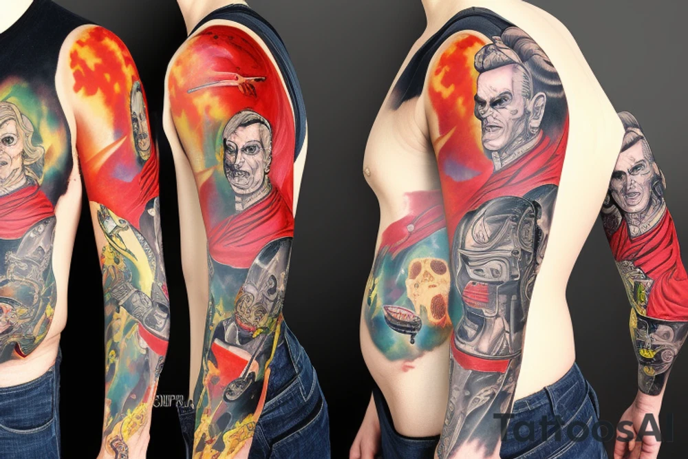 full sleeve,  mars attacks tattoo idea