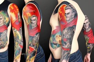 full sleeve,  mars attacks tattoo idea