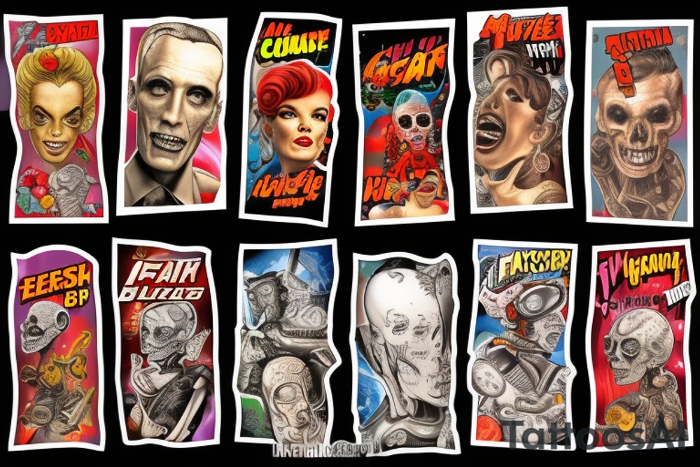 full sleeve,  mars attacks tattoo idea