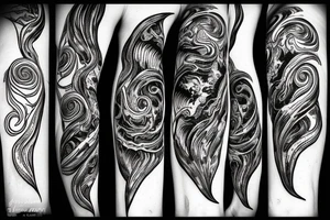 A long tornado with lightings and souls. tattoo idea