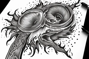 A long tornado with lightings and souls. tattoo idea