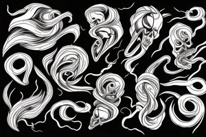 A long tornado with lightings and souls. tattoo idea